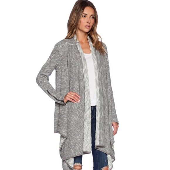 Free People In The Loop Open Cardigan Asymmetrical Hem Zipped Sleeve Gray XS - Picture 1 of 8